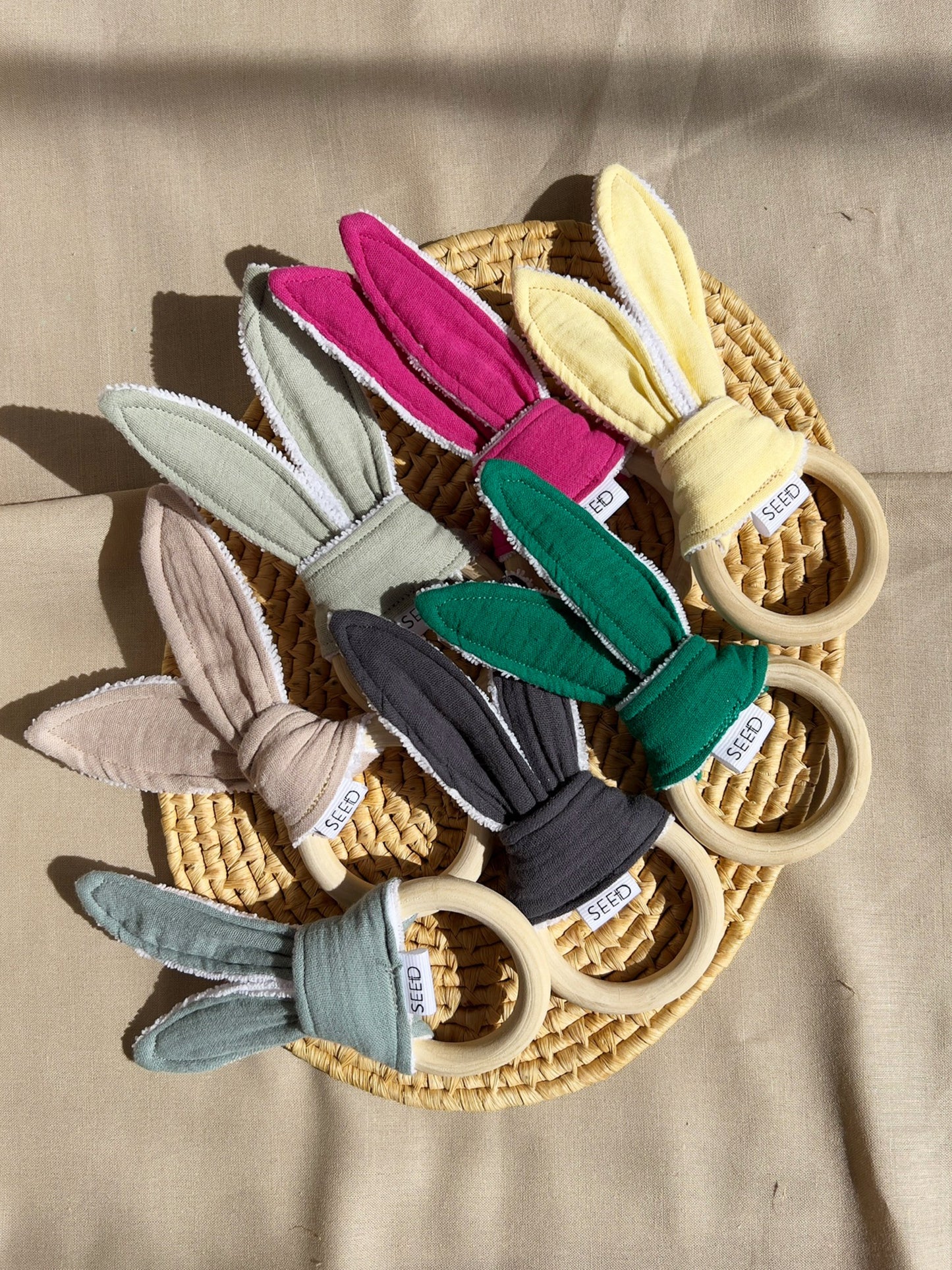 Muslin Bunny Ears Teething Ring