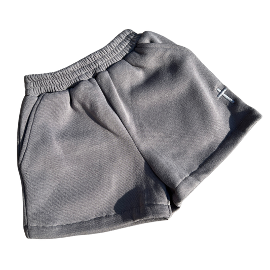 Gray shorts on a white background