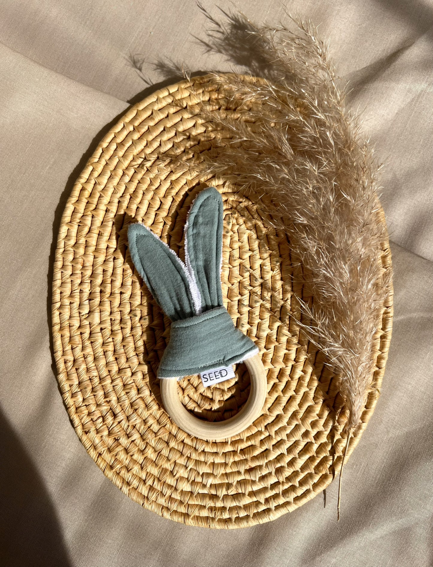 Muslin Bunny Ears Teething Ring