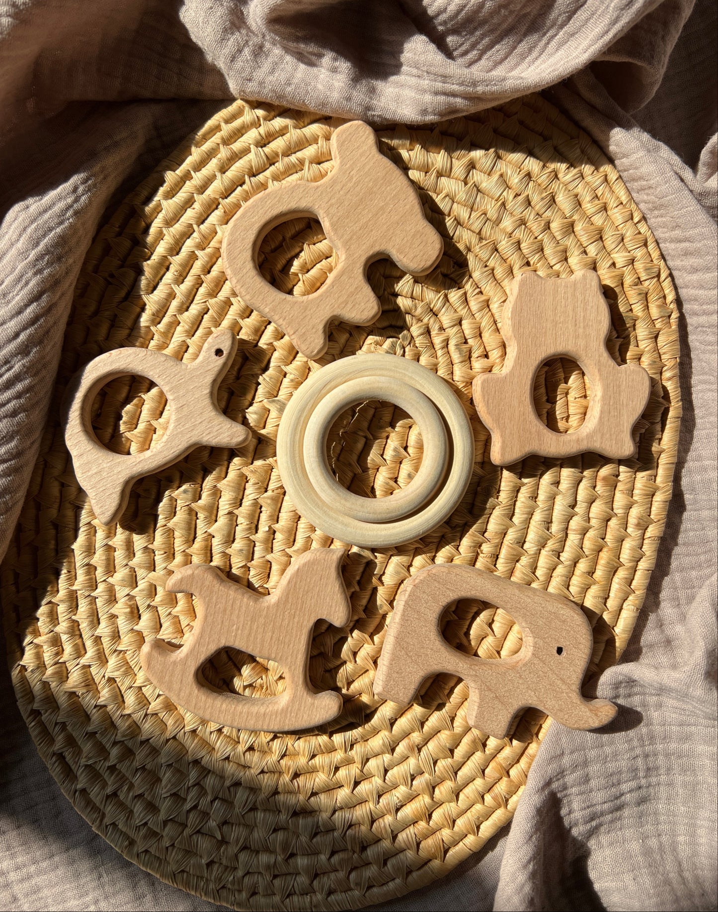 Wooden Animal and Ring Teethers
