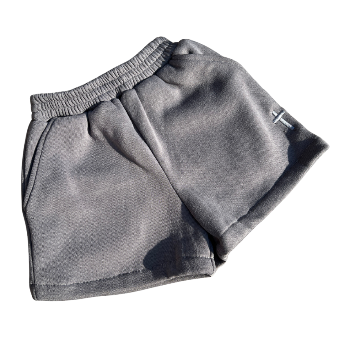 Gray shorts on a white background