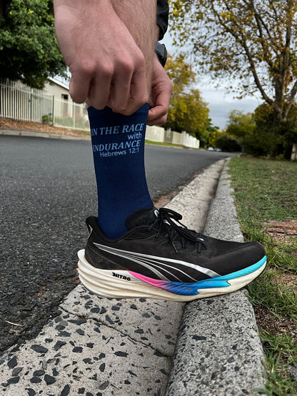 Run the race with Endurance (Dark Blue) - Premium Seed Socks