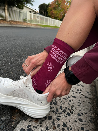 She is Clothed in Strength & Dignity (Dark Pink) - Premium Seed Socks