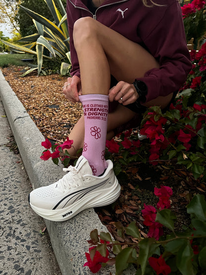 She is Clothed in Strength & Dignity (Light Pink) - Premium Seed Socks