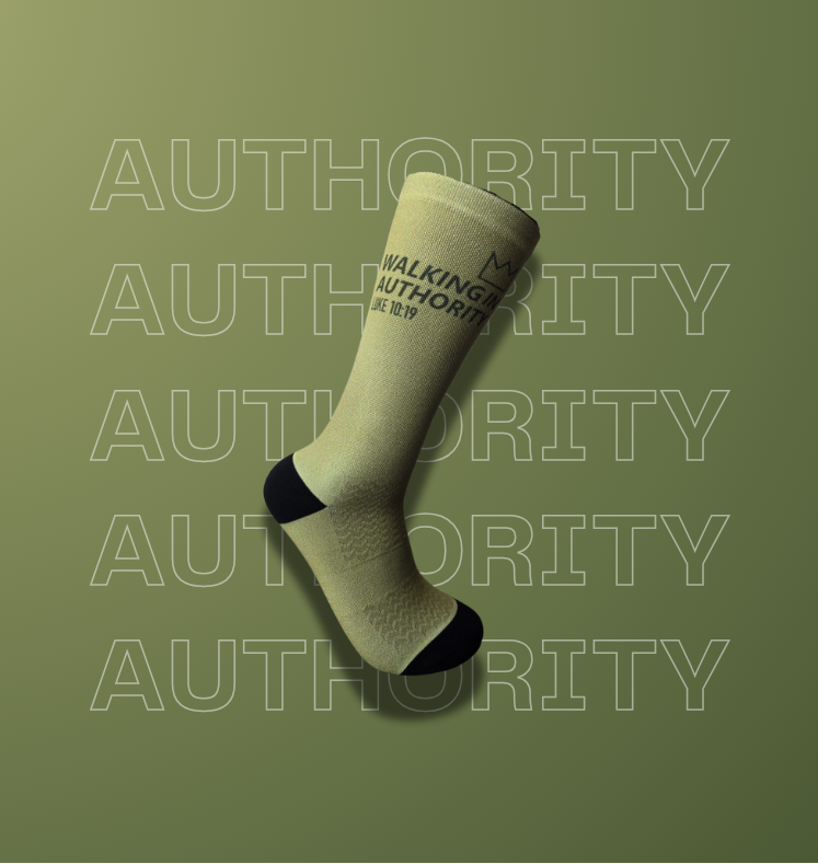 Light Green activewear sock with Text: Walking in Authority.