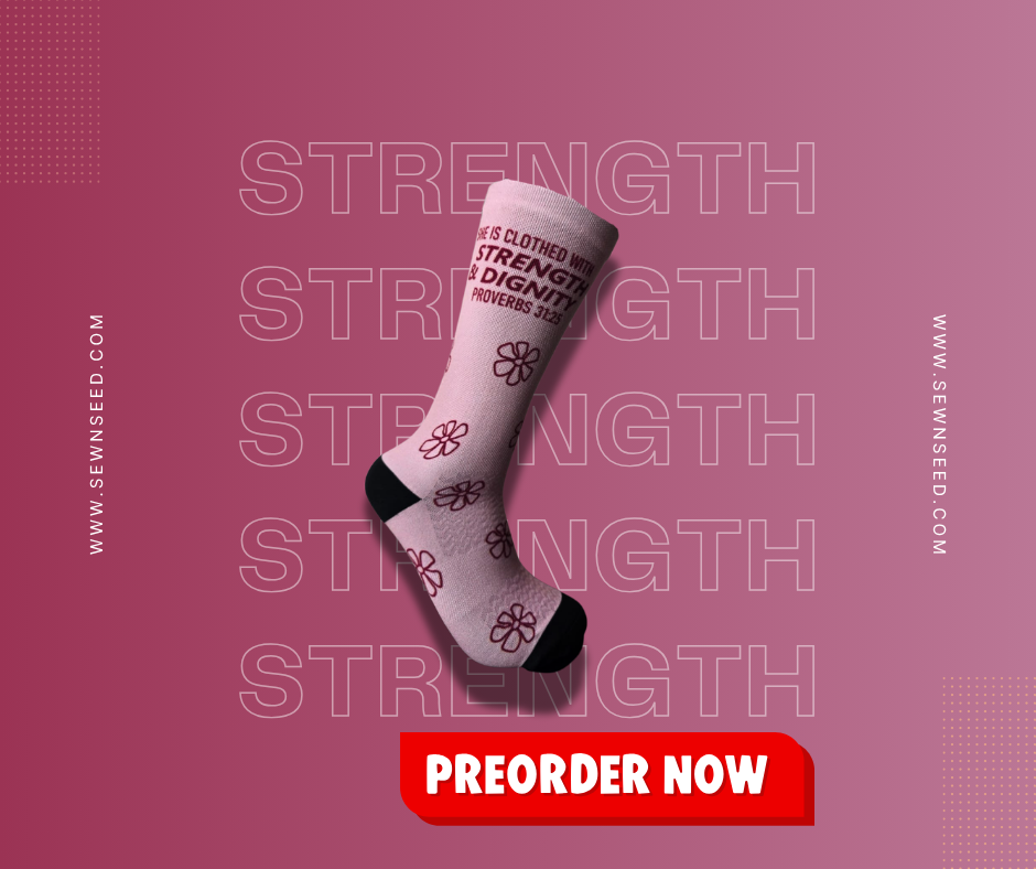 She is Clothed in Strength & Dignity (Light Pink) - Premium Seed Socks