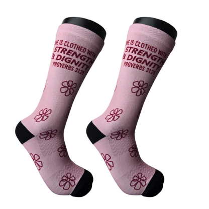 She is Clothed in Strength & Dignity (Light Pink) - Premium Seed Socks